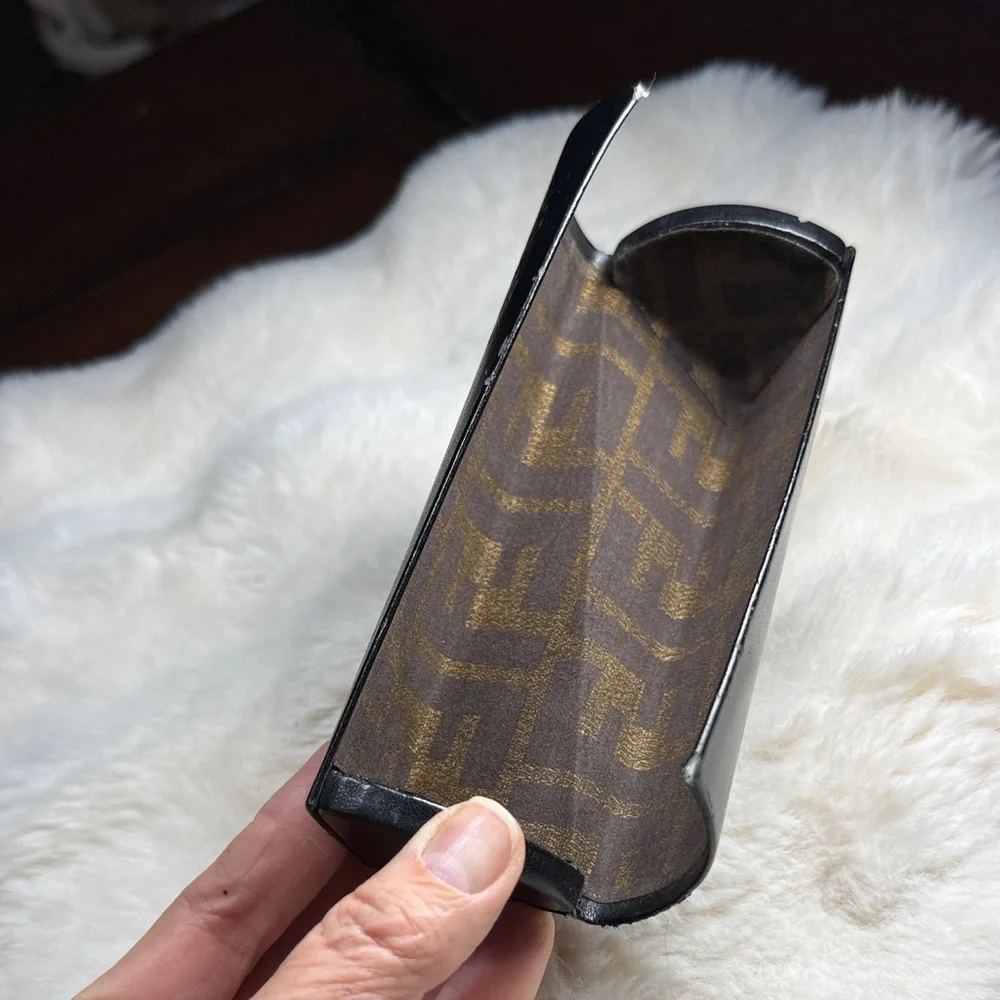 Fendi‎ Black Eyeglasses Case Logo Monogram Interior